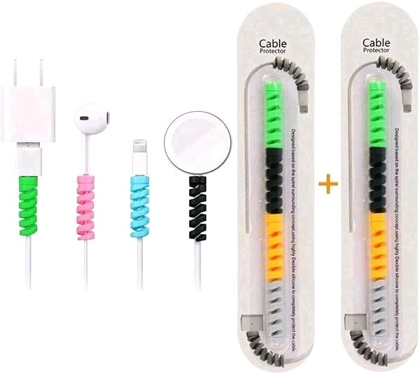 Premium Silicone Spiral Cable Protector for Mobile & iPhone Chargers