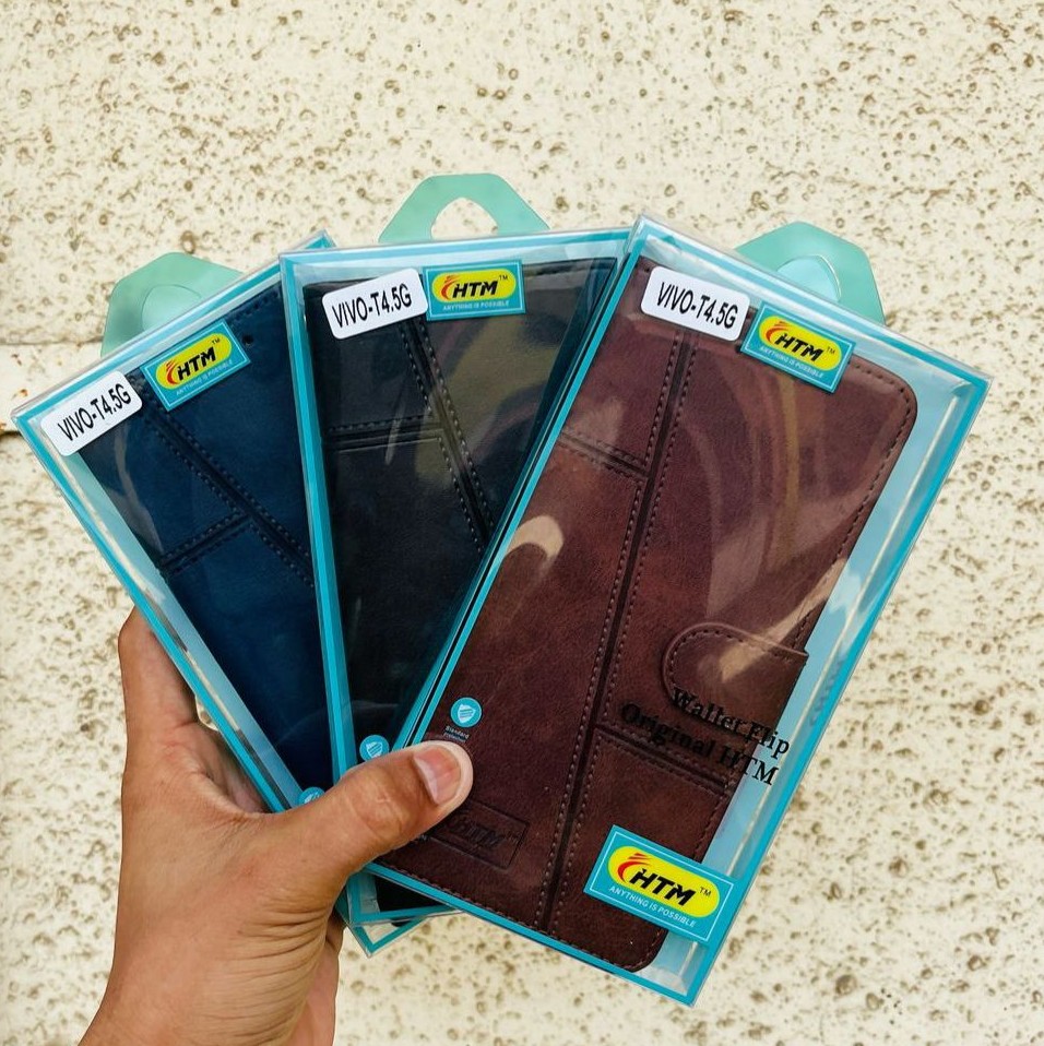 HTM Premium Wallet Flip Cover for Realme – Stylish PU Leather Protection in Multiple Colors