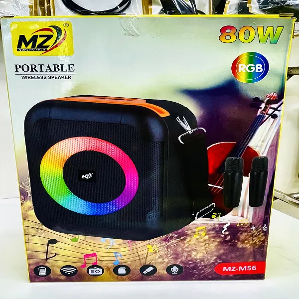 MZ M-56 80W Portable Wireless Bluetooth Speaker | Powerful Bass, RGB Light Show