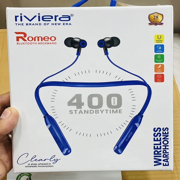 ROMEO Bluetooth Neckband – Pure Bass Sound with Long-Lasting Performance