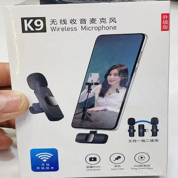 K9 Wireless Microphone – Dual Mic System | Clear Audio for Vlog & Live
