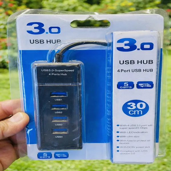 USB Hub 3.0 – 4 Port SuperSpeed Hub (5Gbps) with 30cm Cable